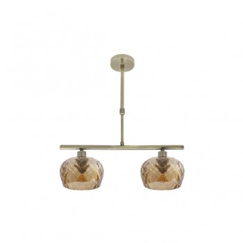 Distribuidor - Lâmpadas Diversas | Lâmpadas Modernas | LAMPARA ESTELA 2XE14 CUERO REGX41X13 CM C/TULIPAS CRISTAL TALLADO AMBAR Ref: 196852014